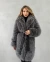 Шуба-миди из эко меха с фактурой чернобурой лисы