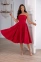 Вечернее красное платье-бюстье с расклешенной юбкой миди