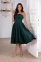 Изумрудное платье-бюстье с расклешенной юбкой миди